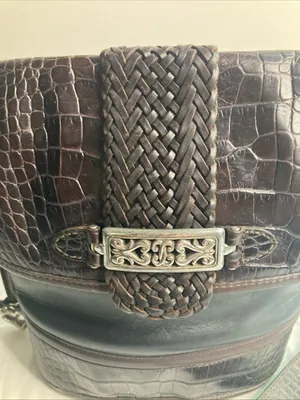 Brighton Cheryl Crossbody Bag Braided Leather Brown Silver Heart Fab thumbnail 2