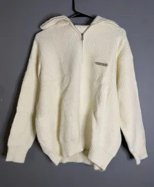 Aelfric Eden White Cowl Turtle Neck 1/4 Zip Sweater Size Small NWT thumbnail 1