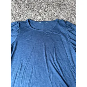 Women's Blue Puff Sleeve Short Sleeve Tee Size Small thumbnail 2