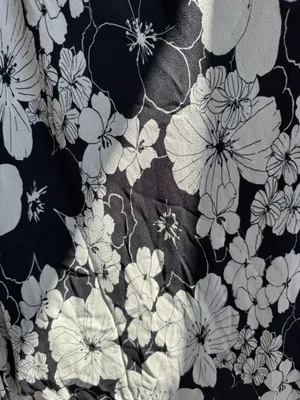 Vintage Y2K silk Express Black Slip Skirt with White Floral Print XS thumbnail 3