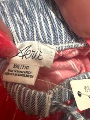 Aerie NWT flannel red white bows stripes pajama pants drawstring woman size XXL thumbnail 6