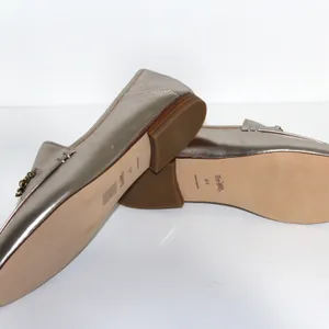 Coach Hanna Loafer Champagne and Gold Metallic Leather Shoes Size 8.5 thumbnail 9