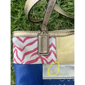 VTG Y2K Coach Patchwork Signature Shoulder Purse Tote Bag Handbag Multicolor thumbnail 7