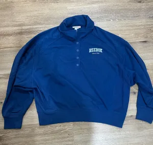 Reebok women's Navy 3/4 button up collared sweatshirt - sports club thumbnail 1