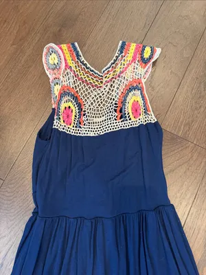 Pinkblush Navy Blue Maxi Dress with Crochet Top Detail Size Small - C26-035 thumbnail 8