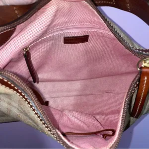 Dooney & Bourke East West Slouch Small Hobo Shoulder Bag Logo Y2K Plaid Vintage thumbnail 8