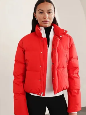 Athleta Summit Cropped Down Puffer Jacket Cardinal Red Medium  Outdoors thumbnail 1