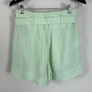Abercrombie & Fitch‎ Linen Blend Belted High Rise Mint Green Shorts Size Small thumbnail 7