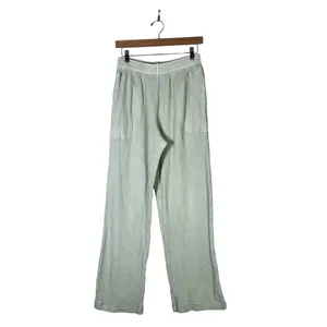 Aerie Waffle Knit Wide Leg Sweatpants Sage Green Cozy Cool Girl Lounge Size M thumbnail 4