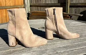 SAM EDELMAN Womens Beige Heel Fawn Toe Block Heel‎ Leather Booties size 5 thumbnail 1