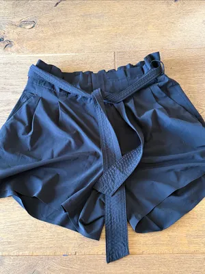 Athleta skyline short II Black High-Waist Paperbag Shorts with Self-Tie Belt 6 thumbnail 2