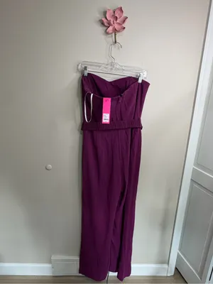 Lilly Pulitzer Strapless Plum Wide-Leg Jumpsuit with Self Tie thumbnail 5