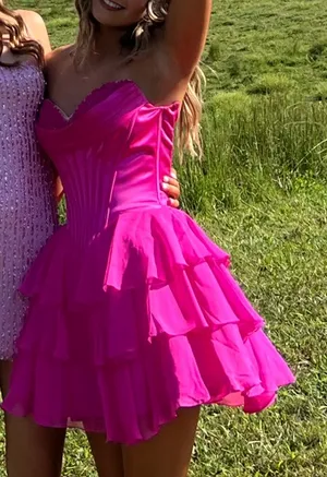 Sherri Hill Dress Homecoming Pink Strapless thumbnail 1