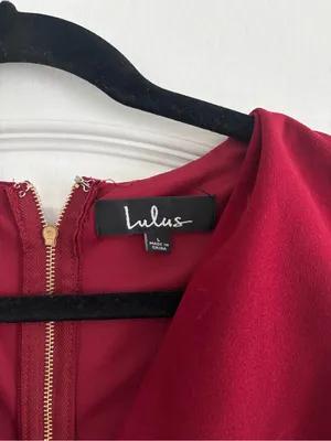 Lulu's Wine-Red V-Neck Midi Dress with Flounce Hem thumbnail 3