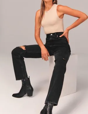 Abercrombie Ultra High Rise Ankle Straight Jean thumbnail 1