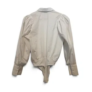Express Womens White Puff Shoulder Button Down Shirt Bodysuit Long Sleeve thumbnail 2