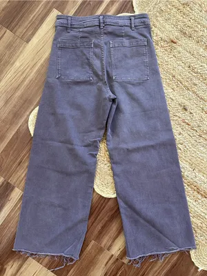 ZARA The Marine Straight Jeans Cropped Wide Leg in Lilac Sz. 10 thumbnail 5