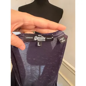 Superdry Sheer Navy Burnout V-Neck Tee Short Sleeve Top Slub Lightweight Layer thumbnail 7
