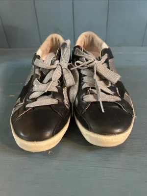 Golden Goose Black Leather Sneakers with Silver Glitter Panels | Size 37 US 7 thumbnail 4