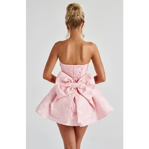 NWT Babyboo Salome Mini Dress Blush Jacquard Fit & Flare Cocktail Dress Size M thumbnail 5