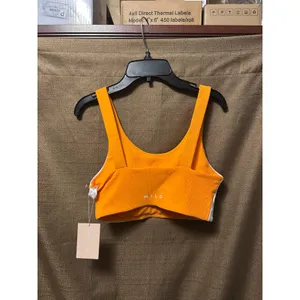 NWT Wilo The Label by Anthropologie Ribbed Sports Bra Size Small Orange White thumbnail 4