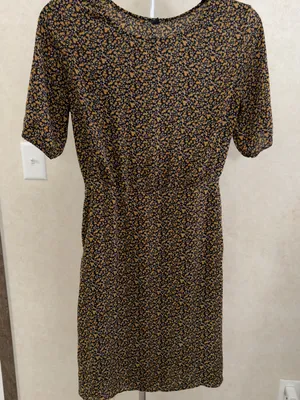 Uniqlo Black Dress with Mustard Floral Print thumbnail 2