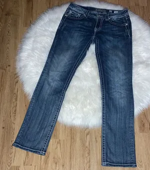 Miss me 30 studded cross Dark Wash Women's Straight Leg Jeans - Blue thumbnail 1