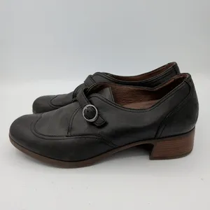 Dansko Livie Black Leather MJ Wingtip‎ Loafer Shoes Monk Strap Womens 39 8.5-9 thumbnail 2