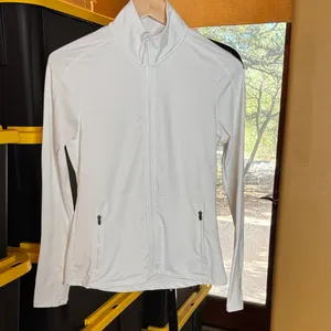 Amazon Running Jacket Slim Fit Zip Up Athletic Jacket with Thumb Holes White Size Small thumbnail 2