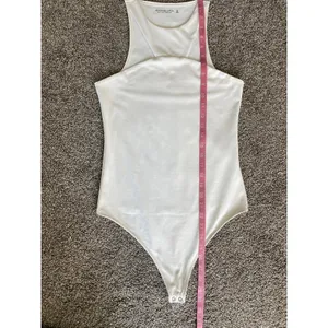 Abercrombie & Fitch White Bodysuit M Soft A&F High Neck Sleeveless thumbnail 5