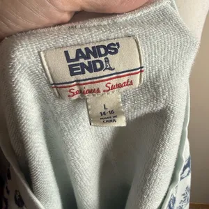 Vintage lands end Blue and White Scenic Print Sweatshirt size large thumbnail 12