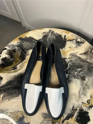 Vintage Nine West Navy White Leather Colorblock Flats thumbnail 7