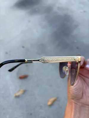 Gucci GG0074S Cat eye sunglasses gold metal frame purple gradient lenses thumbnail 10
