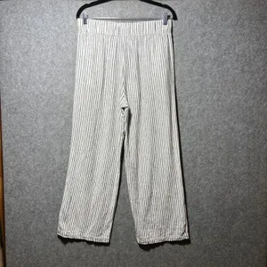 Definitions d.jea‎ Womens Medium Striped Linen Blend Wide Leg Pants Black White thumbnail 10