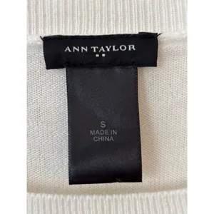 Ann Taylor Womens White Lace Panel Long Sleeve‎ Sweater Cotton Blend Size S thumbnail 3