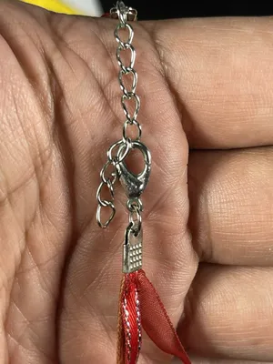 Red Ribbon Cord Necklace Teardrop Charm Pendant Lobster Clasp Adjustable 16" thumbnail 3