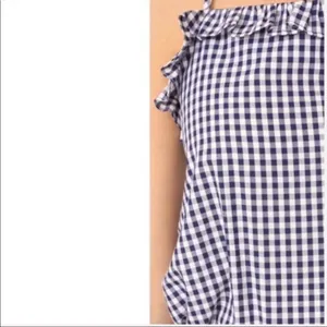 Amanda Uprichard Blue & White Gingham Ruffled Tank Top Blouse S thumbnail 4