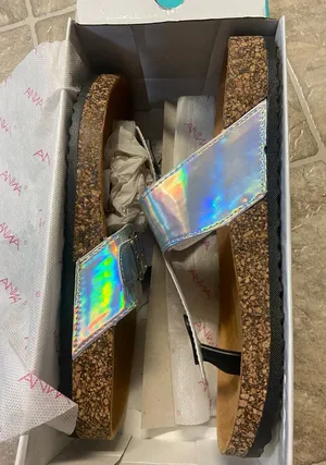 Anna Holographic Sandals with Cork Sole- Size 9 thumbnail 1
