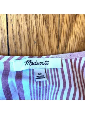 Madewell NWOT Women's Ruffle-Hem Wrap Top in Stripe Mix Deep Crimson Size XS thumbnail 5