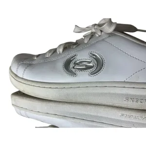 Vtg Skechers White Sneakers 10 Leather Silver Logo Y2k 1990s Shoes WSL Lace up thumbnail 7
