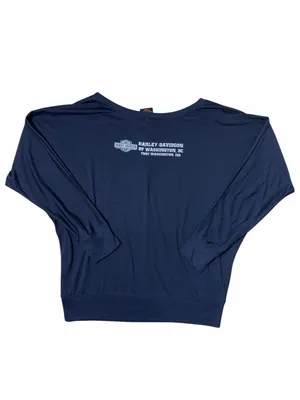 Harley Davidson Navy Blue Embellished Washington DC Long Sleeve Top Womans XL thumbnail 7