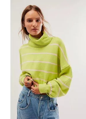 FREE PEOPLE Paulie Sweater in Lemonade Combo Size Medium thumbnail 1