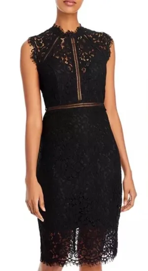 Bardot Black Lace Sheath Midi Dress size 6 Medium thumbnail 1