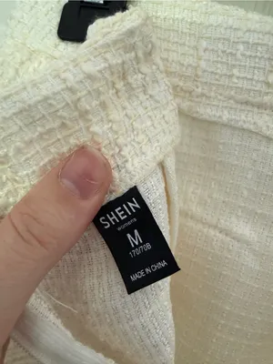 SHEIN White Tweed Skirt Set Frayed Hem Button Detail Preppy Girly Set Medium thumbnail 11