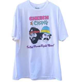 Cheech & Chong Womens plus size 0X/1X short sleeve white graphic tee thumbnail 1