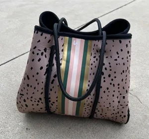 Taylor Gray Striped&Animal Print tote bag with Wallet Chain thumbnail 1