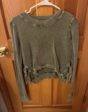 Free People One Cotton Waffle Knit Side Ties Interlaken Top thumbnail 1