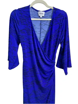 Leota Wrap Midi Dress Women's Size L Blue Black thumbnail 4