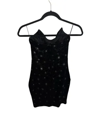 Superdown Black Velour Celestial Stevie Sweetheart Mini Dress thumbnail 4
