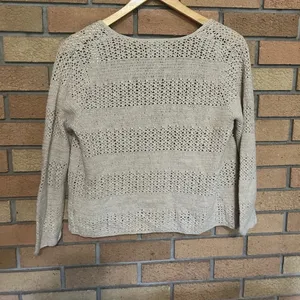 Eddie Bauer Hand Crocheted Linen Cotton Open Knit Button Down Sweater Medium VTG thumbnail 5